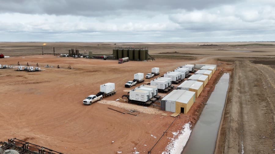 Aerial photograph of Mining Site Big Stone with Natural Gas in Williston, North Dakota.