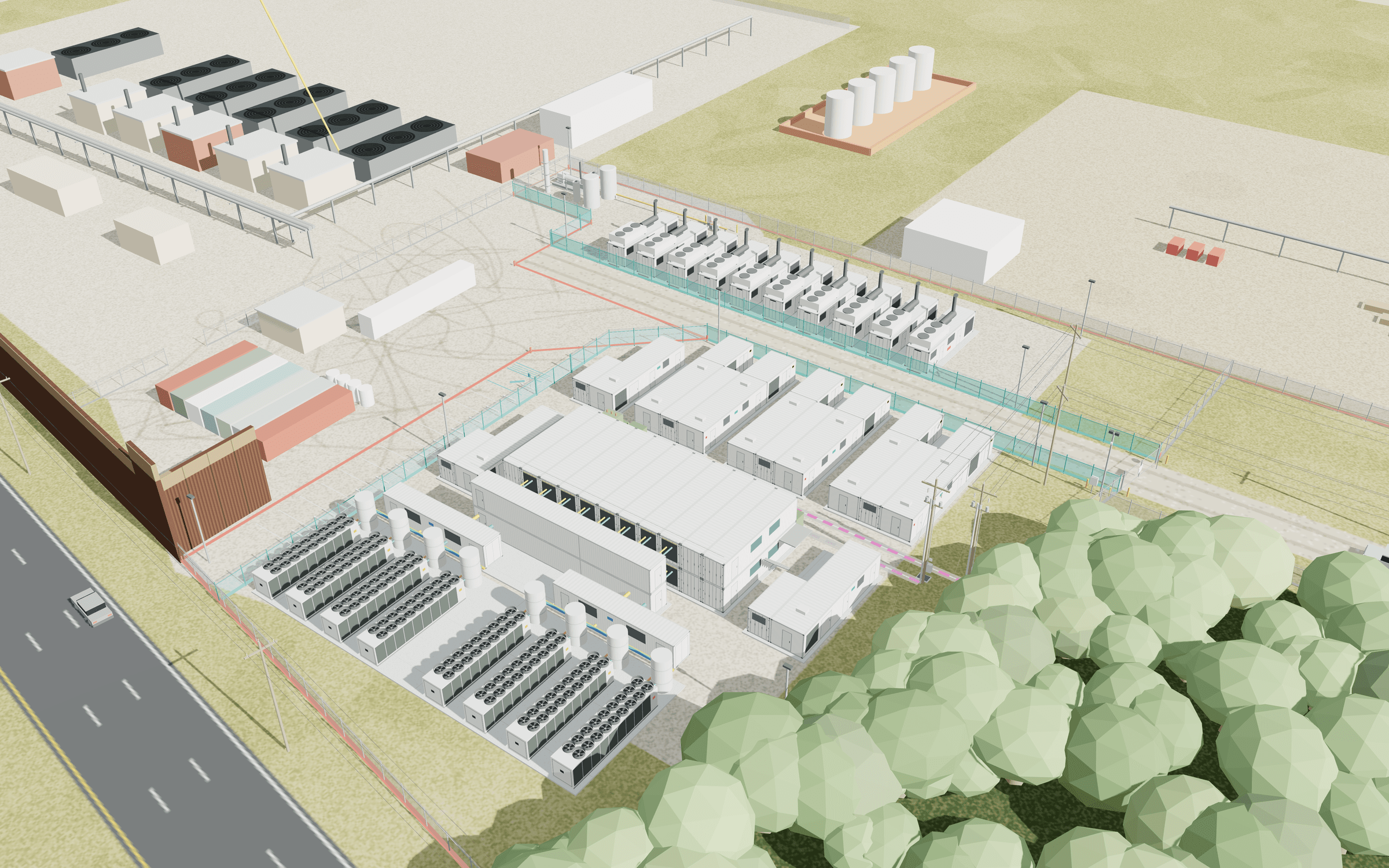 Northwest aerial of the ALDC 12 MW AI Data Center at Arkansas Ln, Fort Worth, Texas